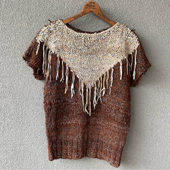 Braided Suede Leather Top, Boho Chic Leather Fringe Top, Vintage Gift for Her, - Picture 10 of 10